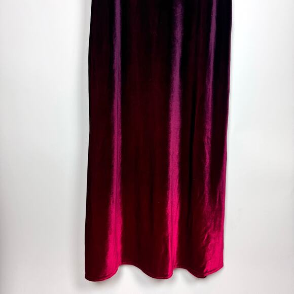 KATHIE LEE Velvet Maxi Dress Burgundy Red Ombre Sleeveless Size Medium Y2K - Picture 3 of 8